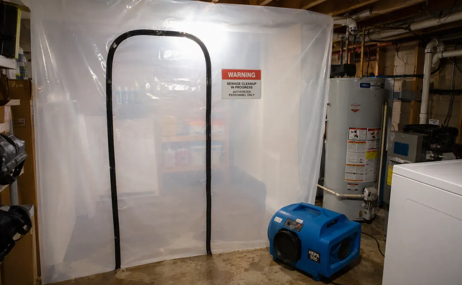 Sewage cleanup and water extraction in a Gastonia property